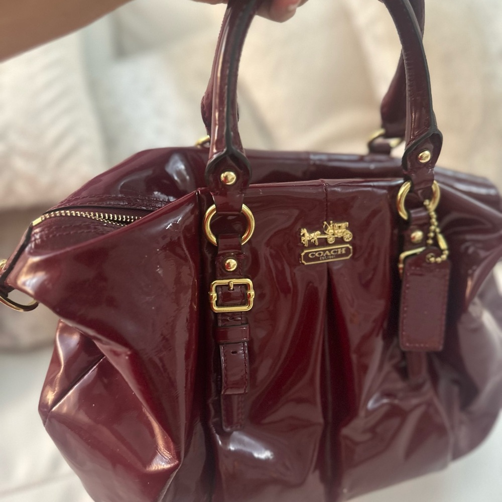 Coach Deep Red Patent Leather Satchel